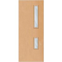 Crown Steamed Beech Solid Core FD30 Clear Glazed Internal Fire Door 2700mm x 926mm x 44mm | 700mm x 150mm & 500mm x 150mm VP
