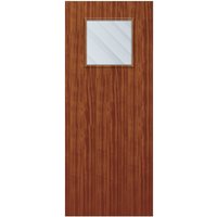 QTD Sapele Solid Core FD30 Clear Glazed Internal Fire Door 2700mm x 926mm x 44mm | 450mm x 450mm VP