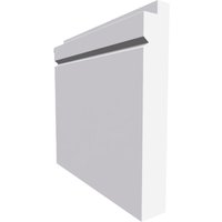 Single Step V Grooved MDF Skirting Board White Primed 4200mm x 220mm x 18mm