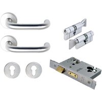 Welling Round Bar Lever Handle + Easi-T Euro Sashlock Door Hardware Pack