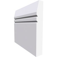 Chamfered Square V Grooved 2 MDF Skirting Board White Primed 4200mm x 220mm x 18mm