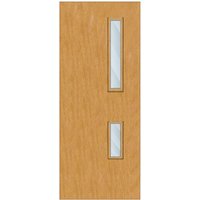 Crown Oak Solid Core FD30 Clear Glazed Internal Fire Door 2700mm x 926mm x 44mm | 700mm x 150mm & 500mm x 150mm VP