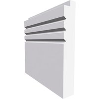 Single Step V Grooved 3 MDF Skirting Board White Primed 4200mm x 220mm x 18mm