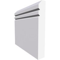 Edge V Grooved 2 MDF Skirting Board White Primed 4200mm x 220mm x 18mm