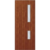 QTD Sapele Solid Core FD30 Clear Glazed Internal Fire Door 2700mm x 926mm x 44mm | 700mm x 150mm & 500mm x 150mm VP
